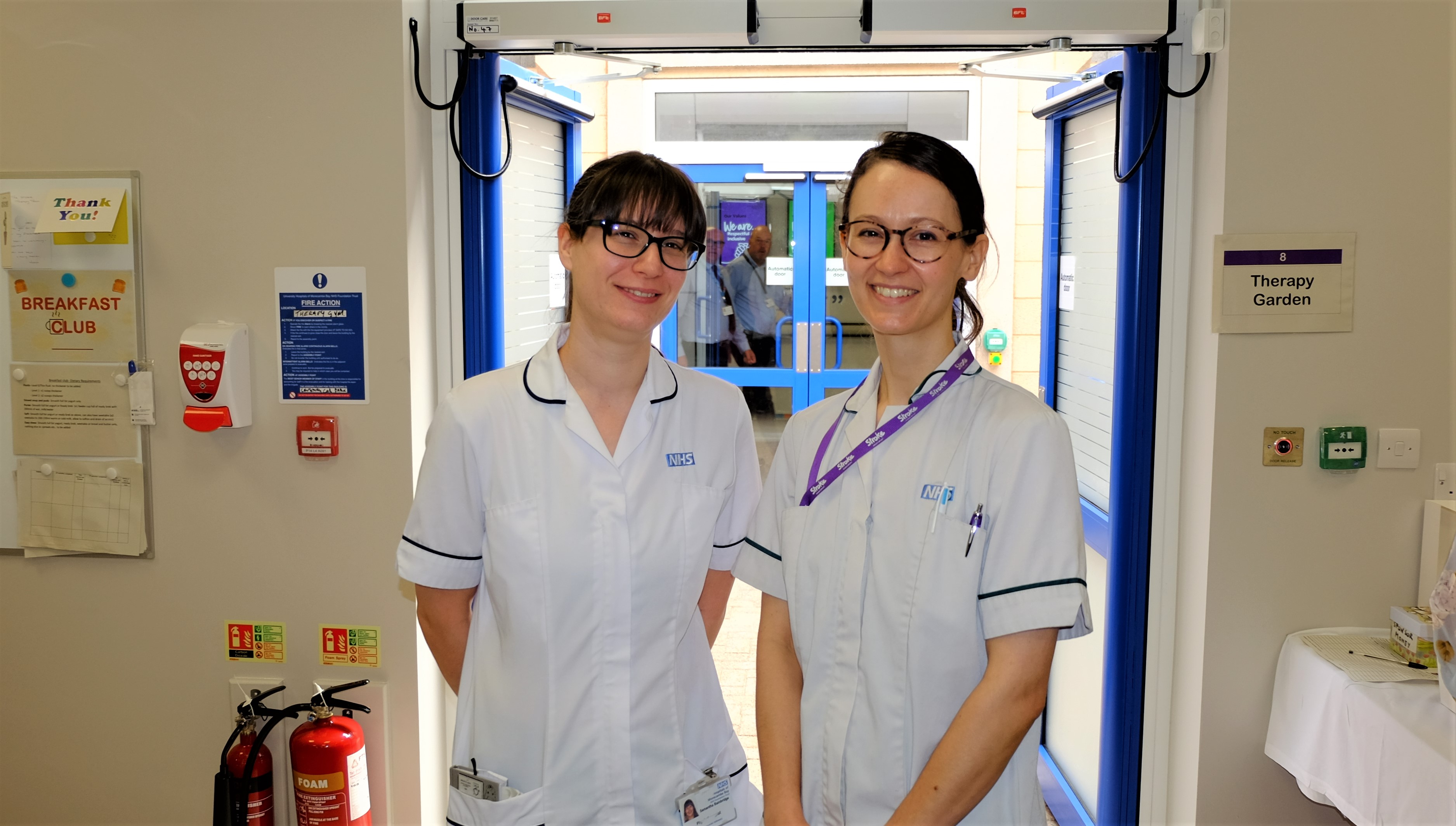 Alison McCracken Clinical Research Therapist and Samantha Bainbridge Physio Stroke Rehab Space UHMBT 2023.jpg