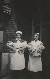 TAKEN BEFORE COVID-19 Ruth-Rattigan left was a student midwife in 1947 with two babies she delivered.png