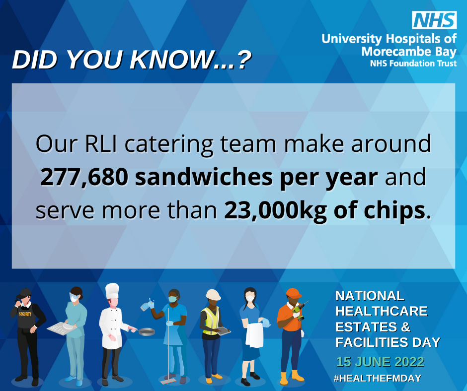 Our RLI catering team make around 277,680 sandwiches per year and serve more than 23,000kg of chips.