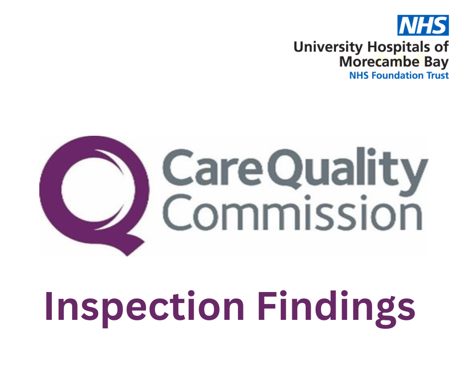 Graphic with the Trust logo, CQC logo and the words inspection findings